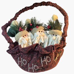 Santa Basket Plush Santas HO HO Greenery